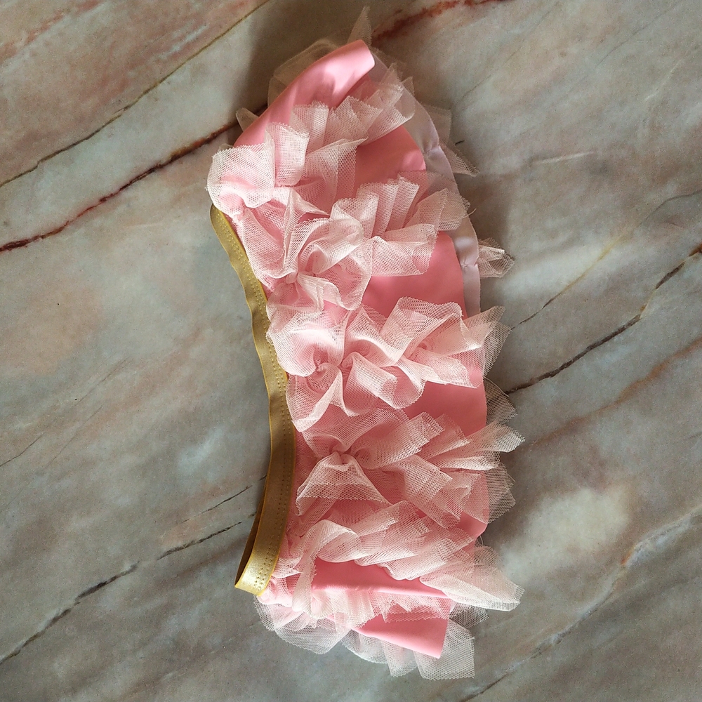 Pink Flamingo Tulle Ruffle Girls One-Piece Swimsuit - Picture 4 of 4